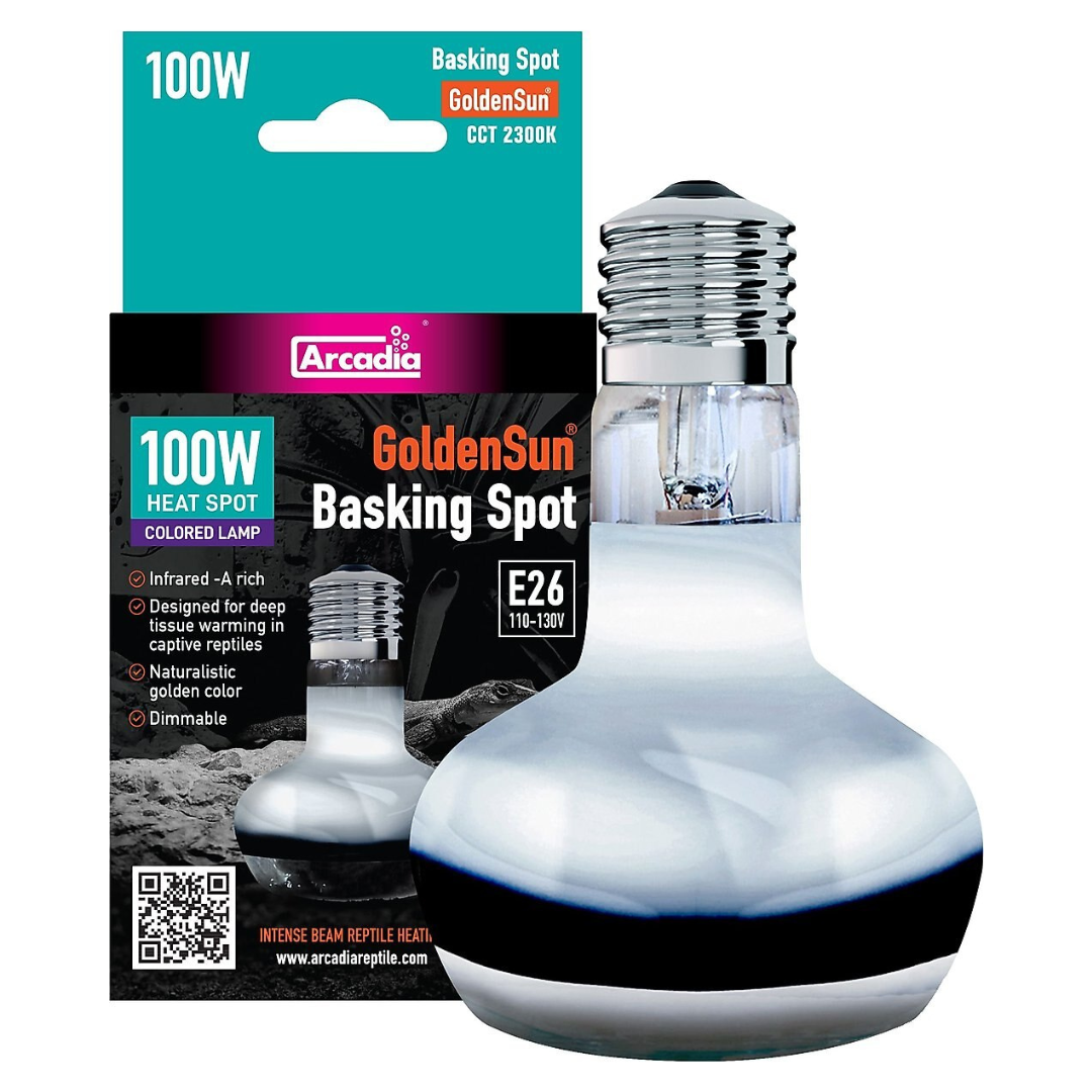 Basking spot heater lamp, 100W with E26 base and clear bulb