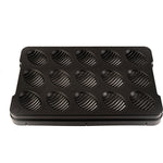 Black 15-slot hatch tray lid with ribbed circular egg wells, top view