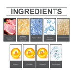 Probiotic tablet ingredients chart with meat, microbial, bacillus and vitamins