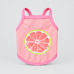 Pink pet tank top with round grapefruit graphic on the front