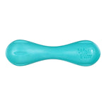 Hurley Teal chew toy in teal, bone shape with West Paw logo emboss on end