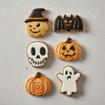 Halloween pet treat shapes: witch, bat, skull, ghost, jack-o’-lantern, candy.