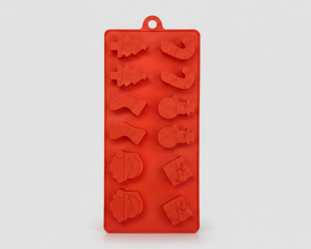 Orange silicone pet treat mold tray with mixed animal shapes