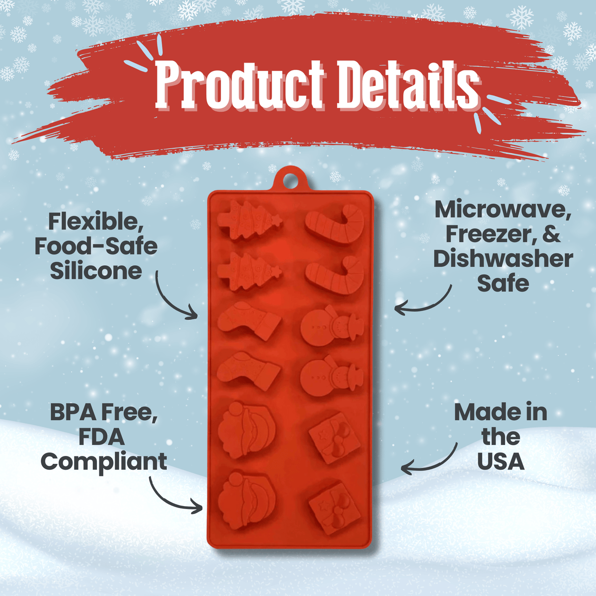 Red silicone pet treat mold tray with mixed dog treat shapes