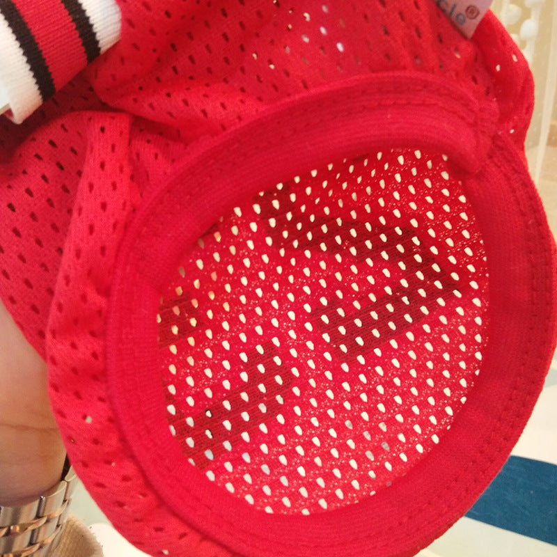 Close-up of red mesh basketball jersey fabric and circular back design panel