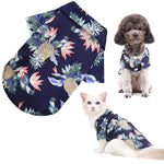 Dark navy tropical pineapple pet shirt with short sleeves for dogs and cats