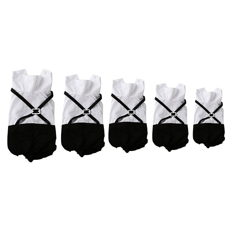 Set of white-and-black pet suits with bow tie and X-back strap