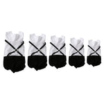 Set of white-and-black pet suits with bow tie and X-back strap