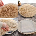 Fluffy plush electric heating pet bed mat covers in tan and gray with a circular layer