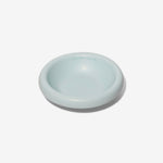Light mint stoneware pet bowl, shallow round dish with glossy finish