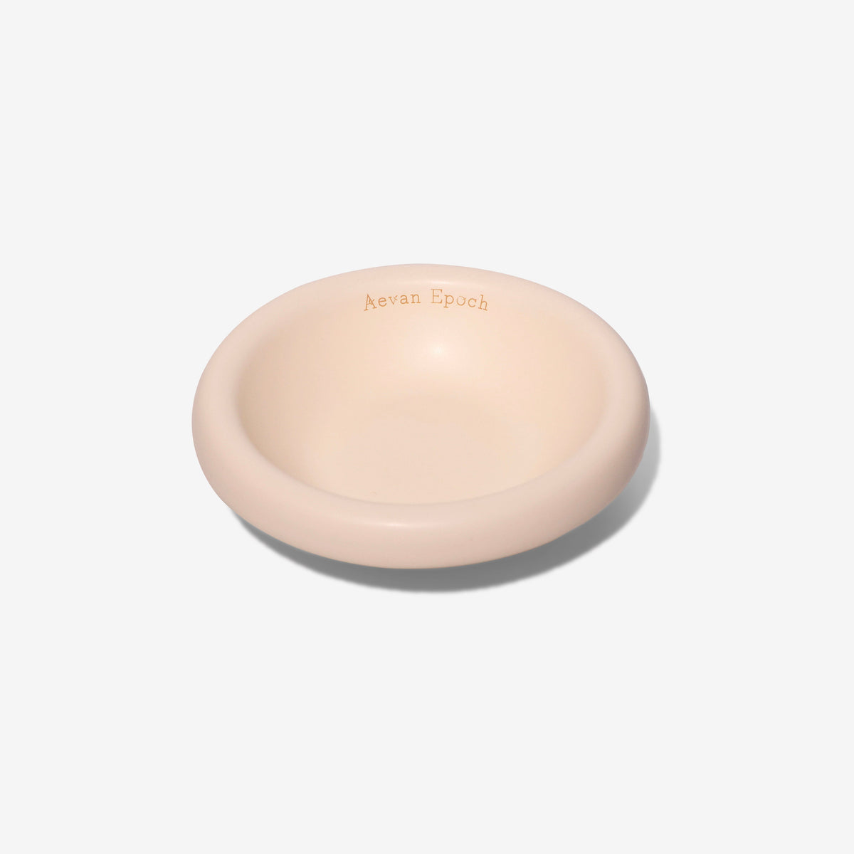 Blush pink stoneware pet bowl, shallow round dish with glossy finish