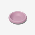 Dusty pink stoneware pet bowl, shallow round dish with glossy finish