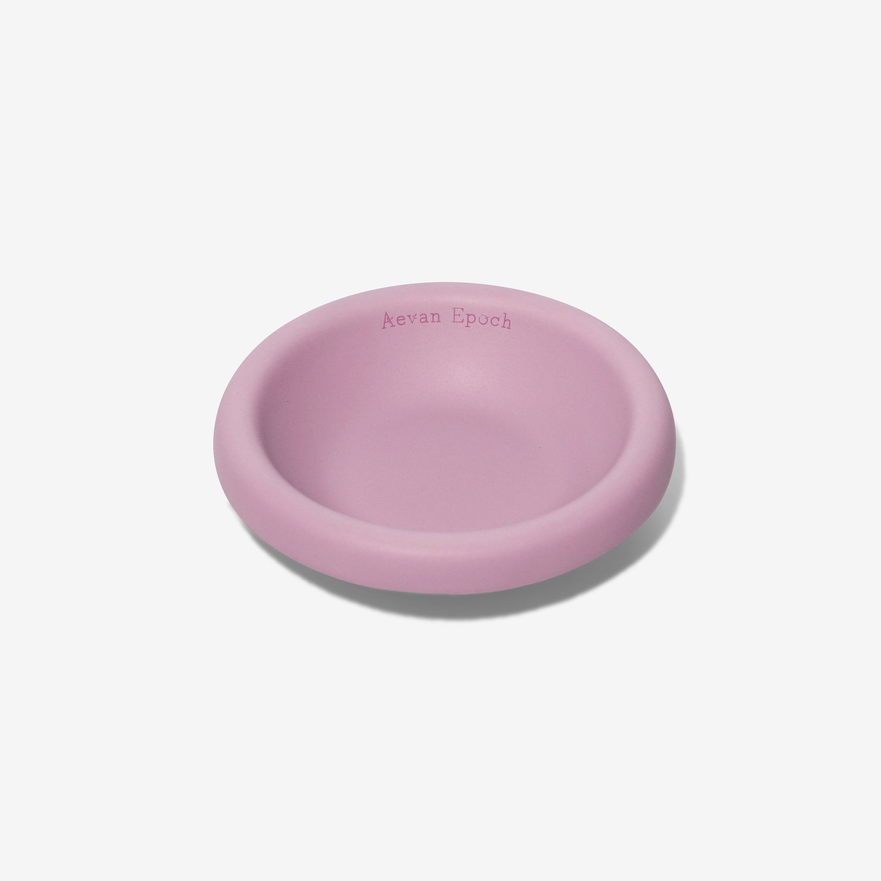 Dusty pink stoneware pet bowl, shallow round dish with glossy finish