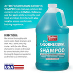 Jeffers Pet 2% chlorhexidine shampoo jug with directions and made in USA badge