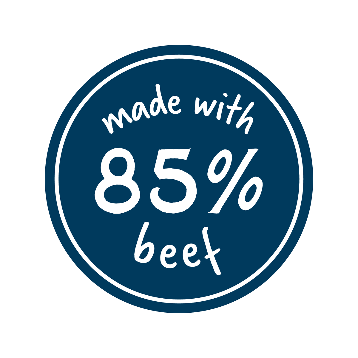 85% beef badge for dog food