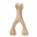 Natural bone-shaped chew toy with textured knobby ends, light tan color.