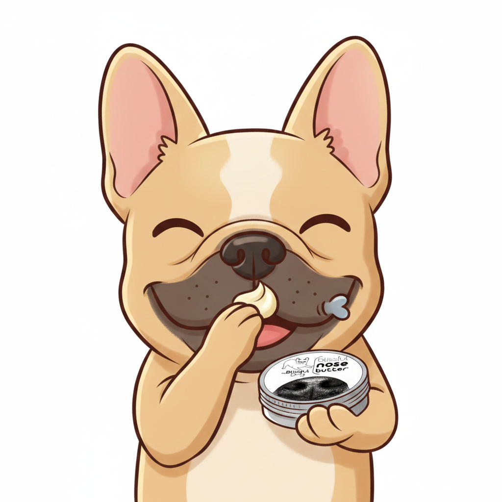 Dog nose balm tin in a dog's mouth