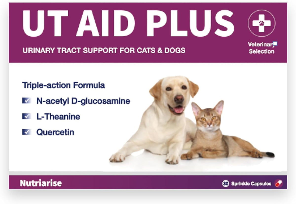 Urinary tract support capsule supplement box with dog and cat