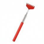 Teleskop-Kratz- & Groomer-Tool mit rotem Kopf und Griff, silberner Stange