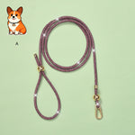 Rhinestone dog leash with purple sparkly cord and gold clasp hardware