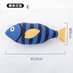 Blue striped fish plush toy with bell, style C; about 23 cm long
