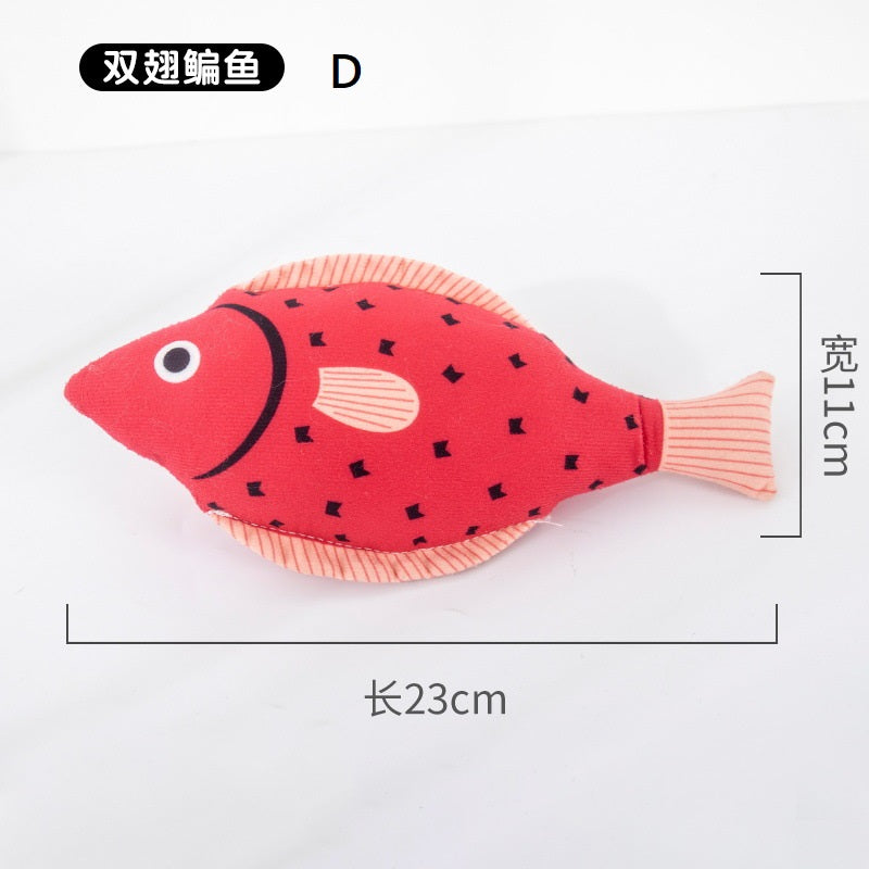 Red fish plush toy with bell, style D; about 23 cm long