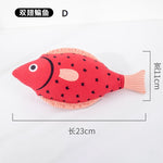 Red fish plush toy with bell, style D; about 23 cm long