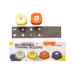 Recordable training buzzer kit box with two paw-icon buttons on top