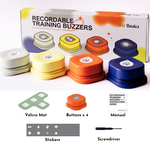 Recordable training buzzer buttons set box with four paw-icon button colors
