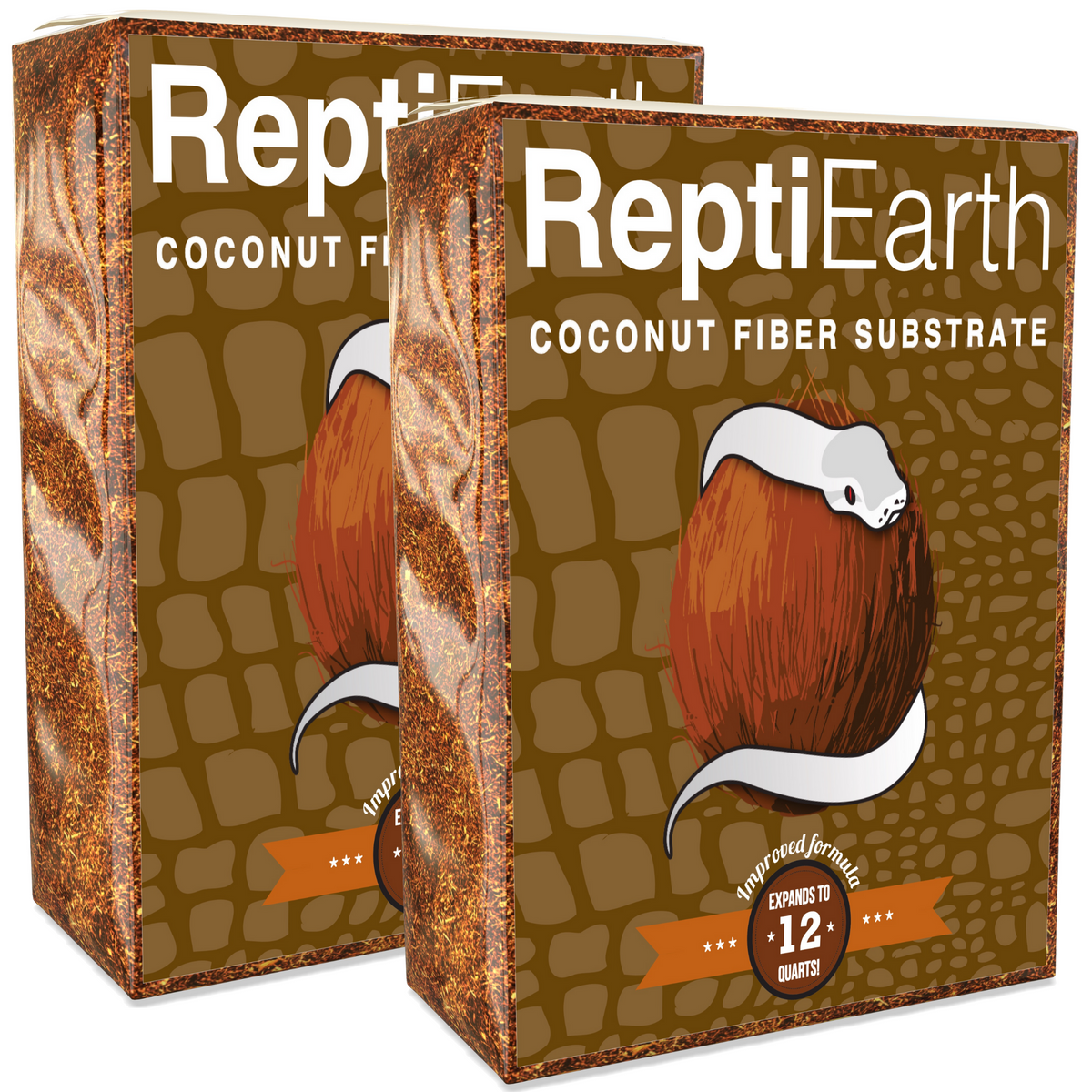 ReptiEarth coconut fiber substrate mix boxes, dark brown loose substrate
