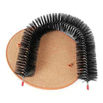 Black bristle arch on tan circular base with red corner tabs