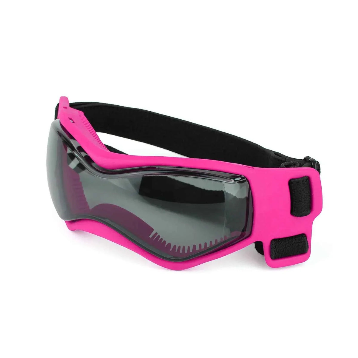 Pinkfarbene UV-Goggles für Haustiere mit transparenten Schutzgläsern und Riemen