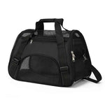 Black foldable cat & dog carrier bag with front mesh window and shoulder strap