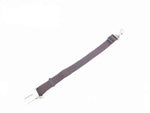 Gray pet car safety belt harness strap with metal buckle and clip.