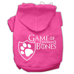 Bright pink pet hoodie with front paw shield graphic and hood