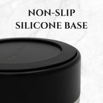 Black silicone-base stainless steel feeder bowl with non-slip design