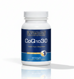 CoQ10 30 softgels pet supplement bottle with 100% pure ubiquinone label