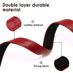 Red dog collar showing double-layer durable material with leather-like texture