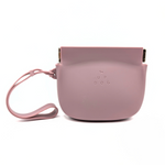 Mauve silicone treat training pouch with snap side clips and wrist strap