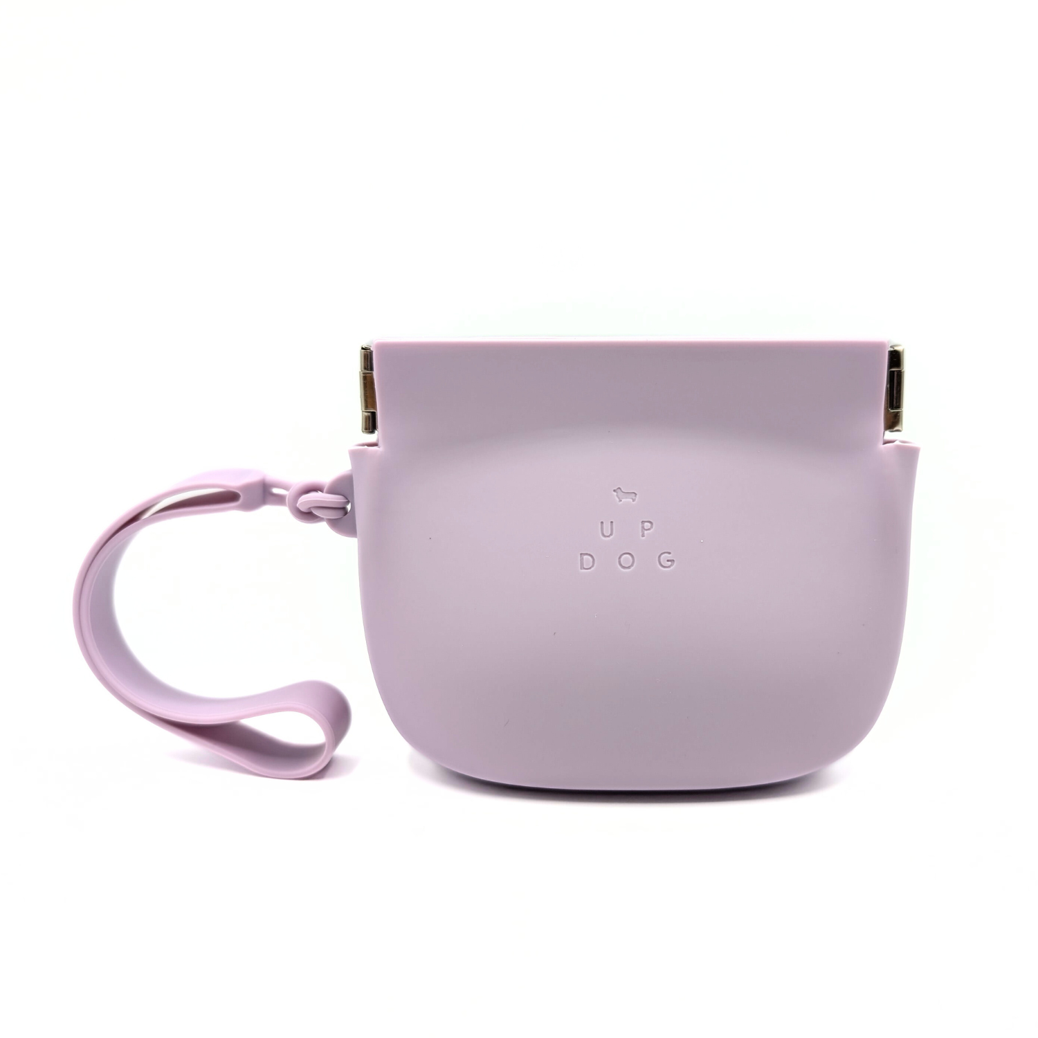 Lavender silicone treat training pouch with snap side clips and wrist strap