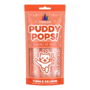 Weruva PUDDY POPS lickable cat treats pouch, tuna & salmon, orange package
