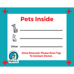 Pets Inside pet safety window decal with PetHub logo and contact text