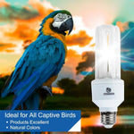 Compact fluorescent bird light bulb on E27 screw base with two white tubes