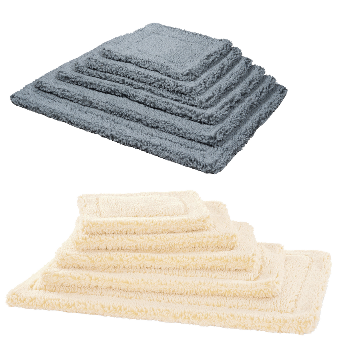 Gray plush mat cat & dog bed with raised edges and textured fleece top