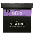 Dog gourmet lamb recipe kibble bag panel with purple label strip