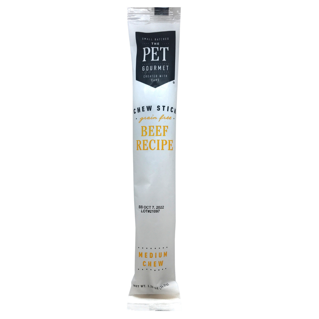 Pet gourmet beef recipe chew stick pouch, medium