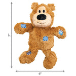 Kong Wild Knots bear plush, tan fur with blue rope-knot patches, 6 in