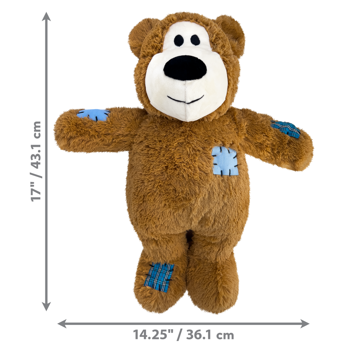 Kong Wild Knots bear plush with tan fur and blue rope-knot accents
