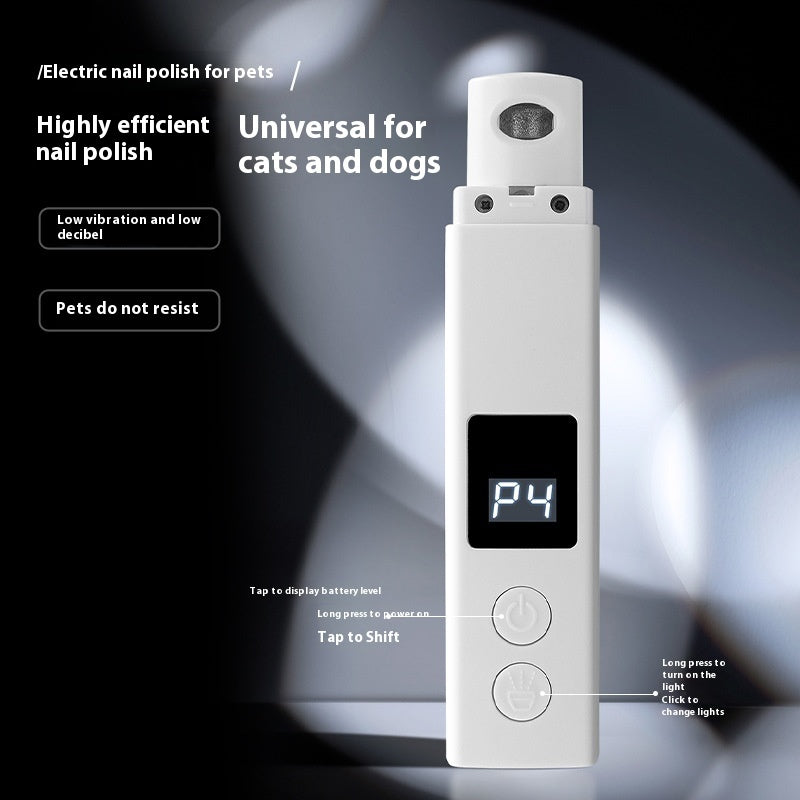 White electric pet nail polisher with dust cover and digital screen