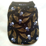 Skull Halloween pet shirt, dark with gold winged skull pattern, pullover